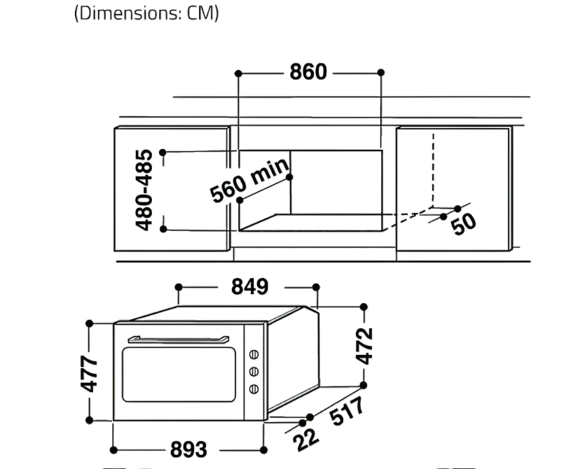 فرن أريستون كهربائي بلت إن 90 سم - 8 وظائف - 89 لتر - ستانلس ستيل