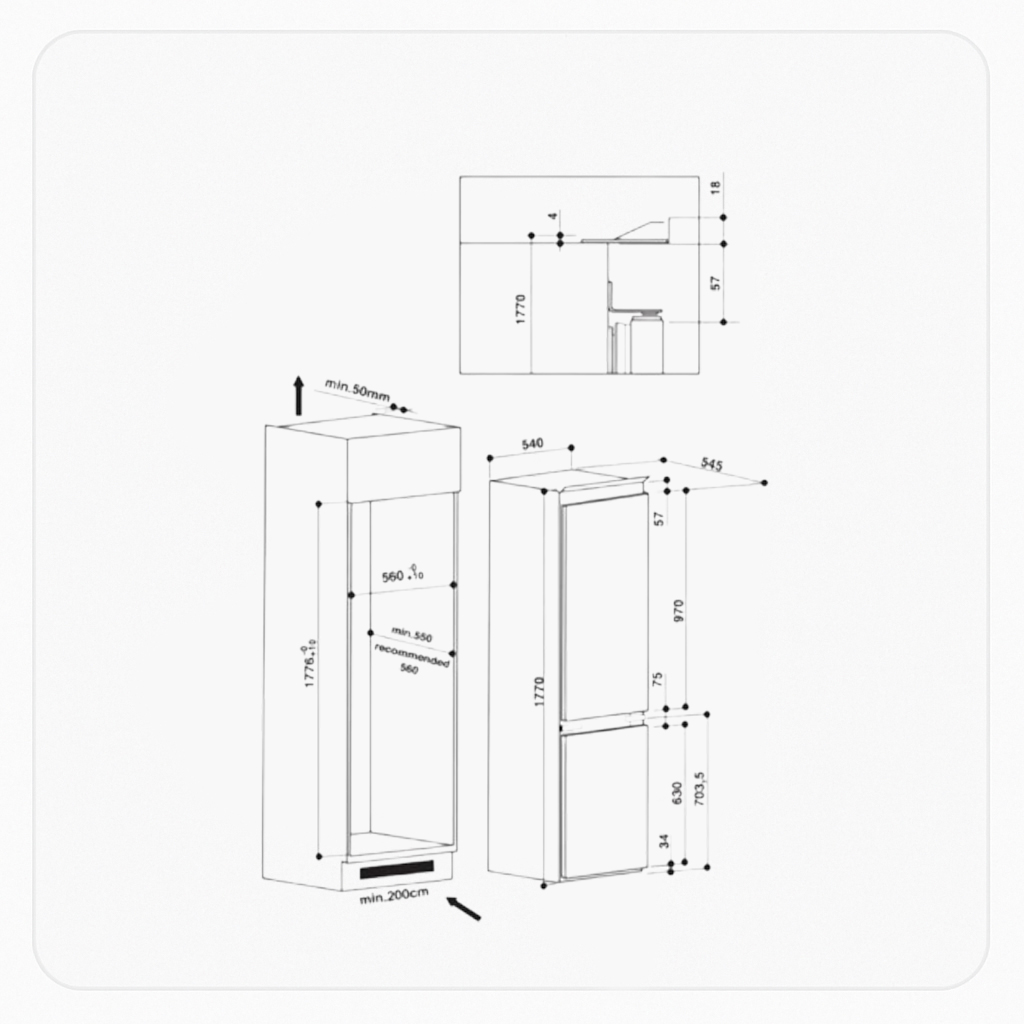 ثلاجة أريستون بلت إن نوفروست 9.1 قدم / أبيض – BCB7030F60HZ