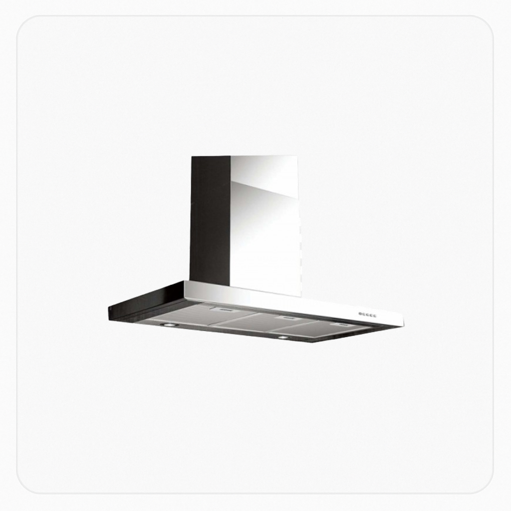 ELBA Wall-Mount Hood – 90cm – Stainless Steel – 1000 m³/h Suction – Push Buttons | HEE22