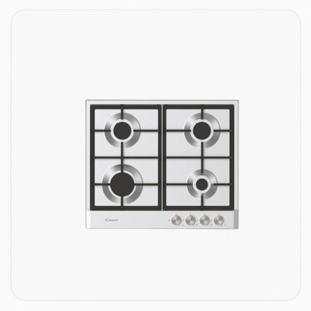 Candy Built-in Gas Hob 60cm 4 Burners Stainless Steel Front Knob Control – CHG6PXSASO