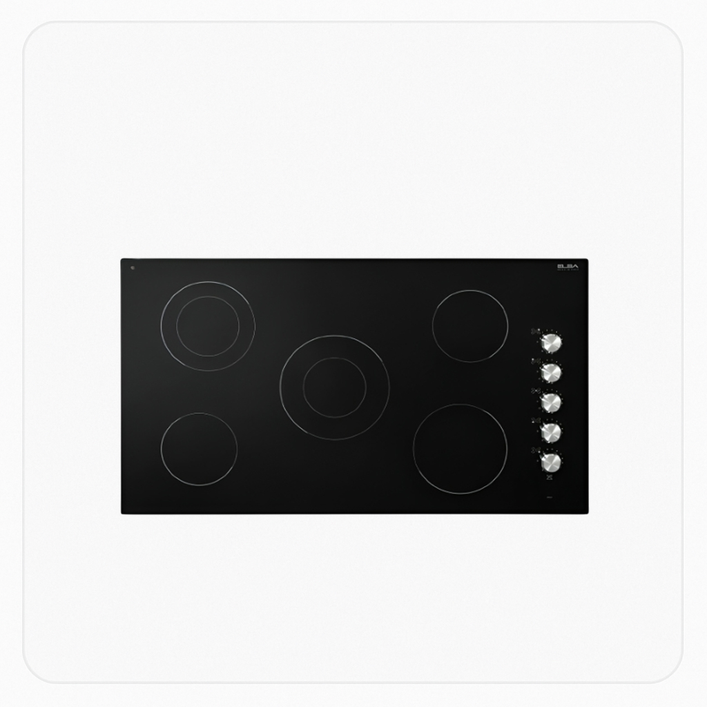ELBA Built-in Electric Ceramic Hob 90cm 5 Zones Side Knob Control Black – ASEVC915