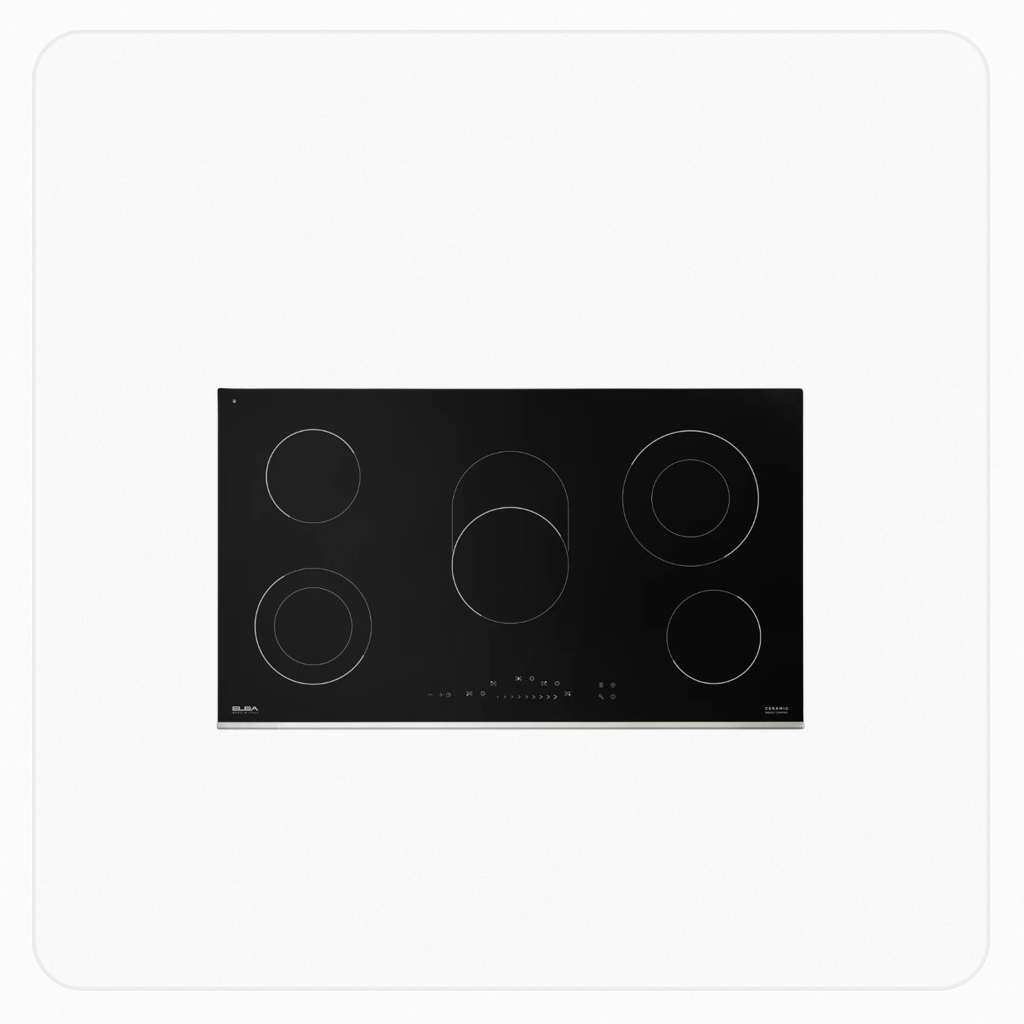 ELBA Built-in Electric Ceramic Hob 90cm 5 Zones Front Touch Control Black – ASEVC905XF