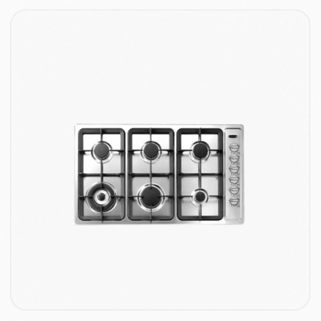 Kelvinator Built-in Gas Hob 90cm 6 Burners Stainless Steel Auto Ignition Full Safety Front Knob Control – KRBH-ASCLTPO-196/X