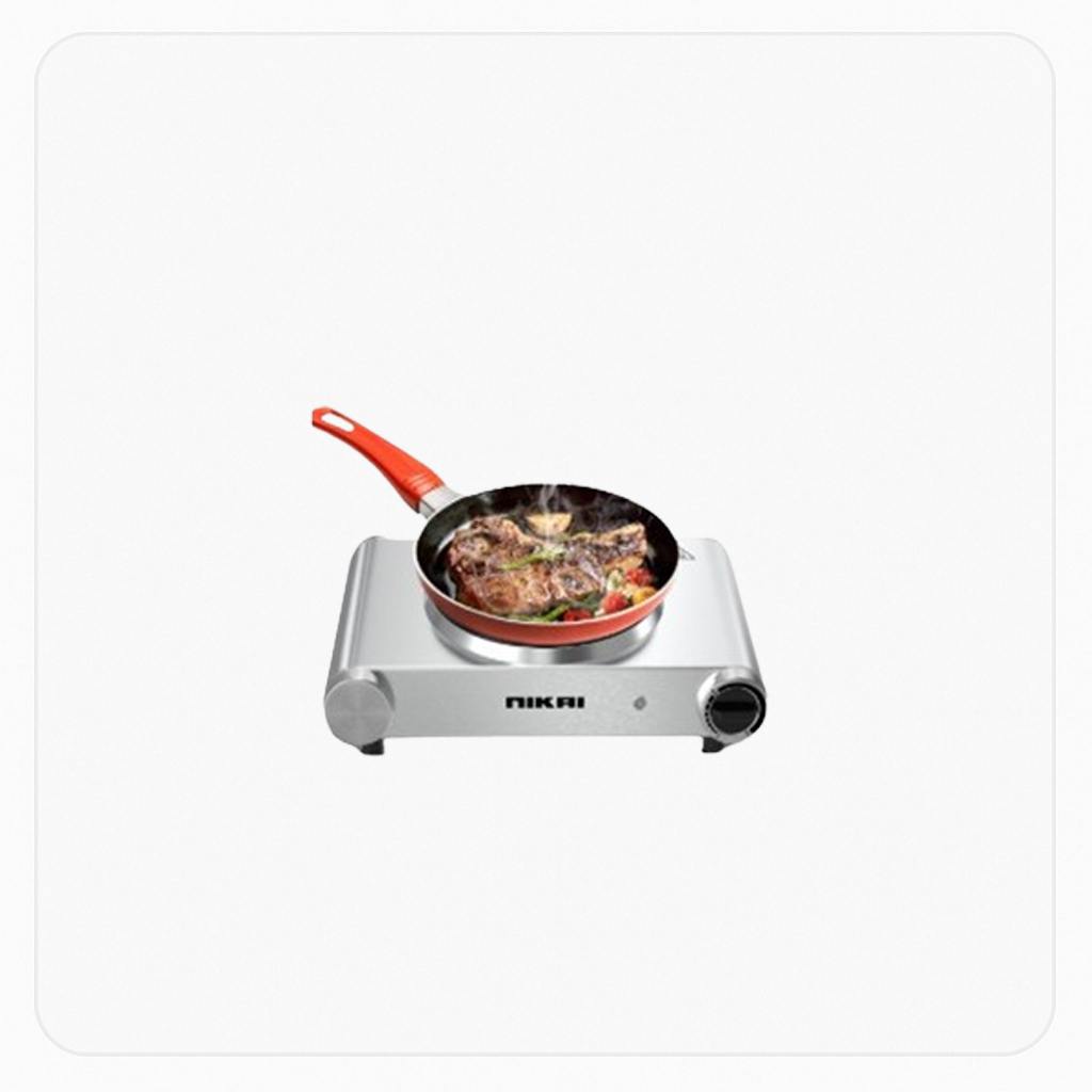 Nikai Single Electric Hot Plate 1500W Stainless Steel Thermostat Control