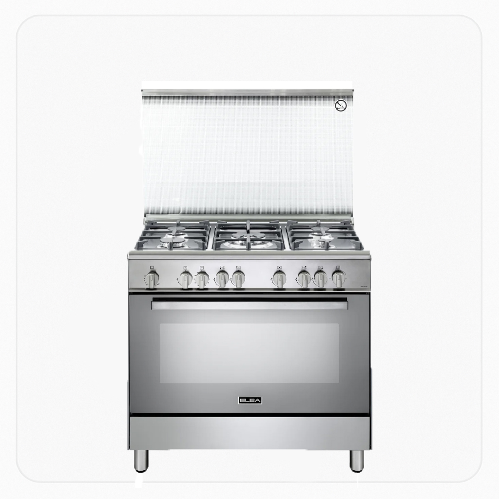 Elba Free Stand Gas Cooker 90×60 cm – 5 Burners – Grill – Full Safety – Wide Grid Stainless Steel – Model CXX965GSA