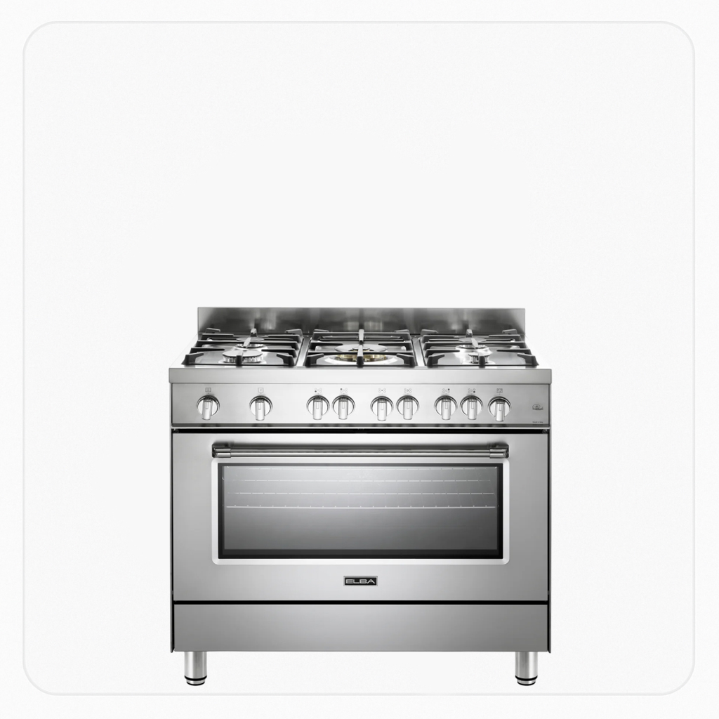 Elba Freestanding Gas Cooker 90cm 5 Burners Fan Gas Oven Grill Steel  - EX 965 FG SA