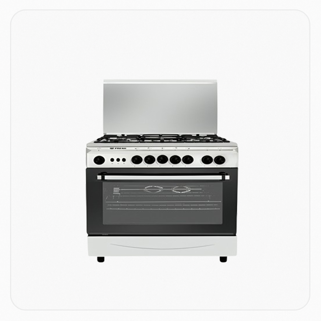 Fresh Free Stand Gas Cooker 90×60 cm – 5 Burners – Auto Ignition – Full Safety – Stainless Steel – Model FSC9060
