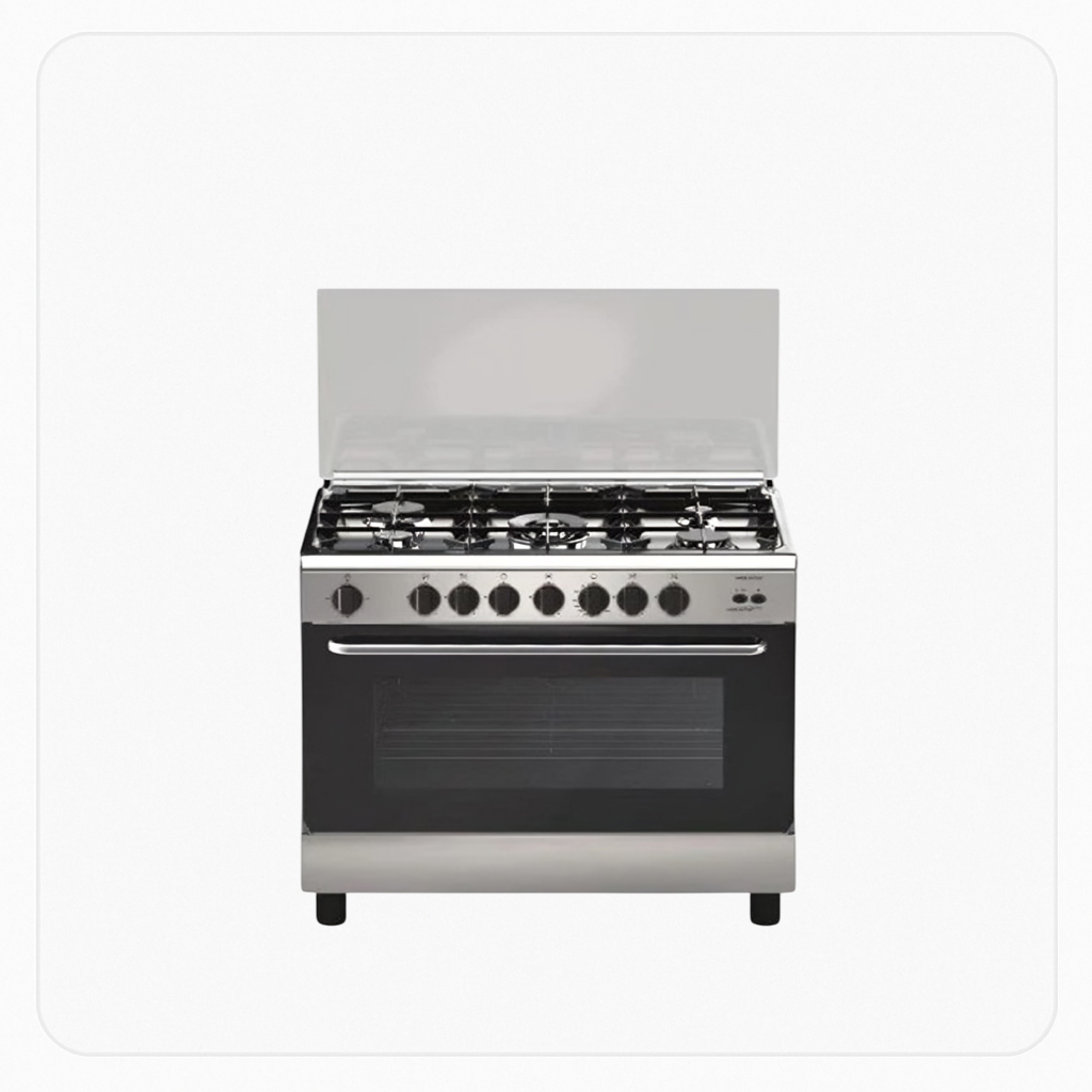 Kelvinator Free Stand Gas Cooker 90×60 cm – 5 Burners – Full Safety – Stainless Steel – Model KGW9JATSOL