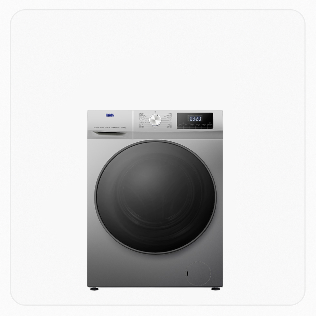 غسالة هاس تحميل أمامي أوتوماتيك غسيل 10 كجم وتنشيف 7 كجم لون فضي – HWF10W6DHSL 