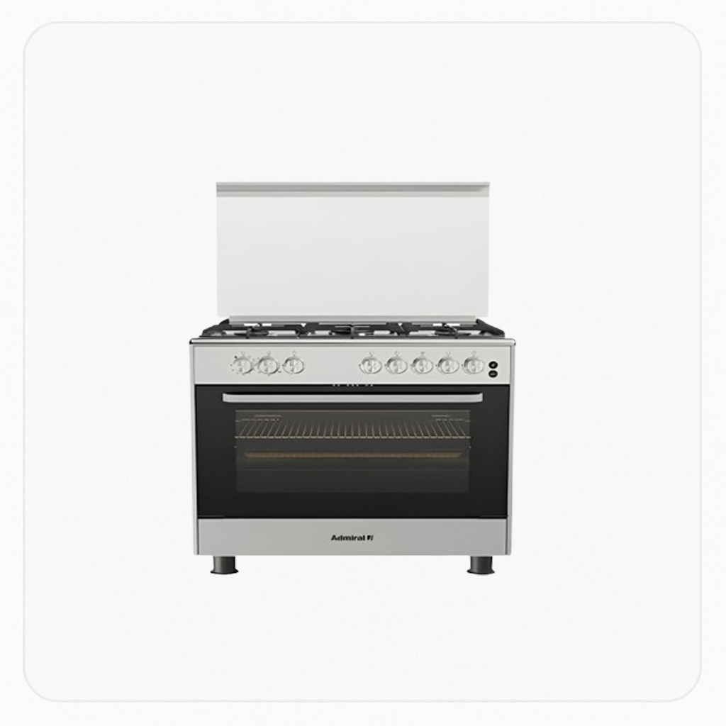 Admiral Free Stand Gas Cooker 90×60 cm – 5 Burners – Auto Ignition – Full Safety – Stainless Steel – Model ADFF9602GFZM