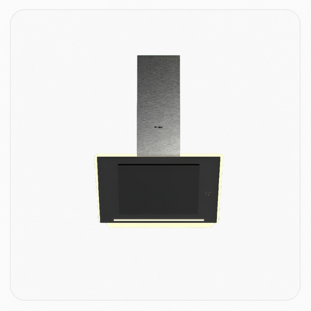 Elba Built-In Wall-Mounted Glass Hood 90cm Black 1100 m³/h Suction Power Electronic Control – UNIQE S 90-1100