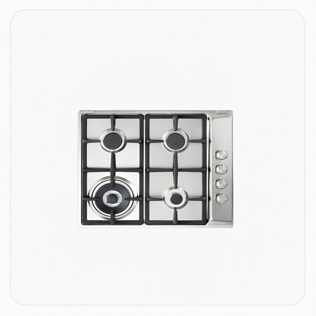 Elba Built-in Gas Hob 60cm 4 Burners Stainless Steel Heavy Cast Iron Grid Side Knob Control – ASENS65-445XD