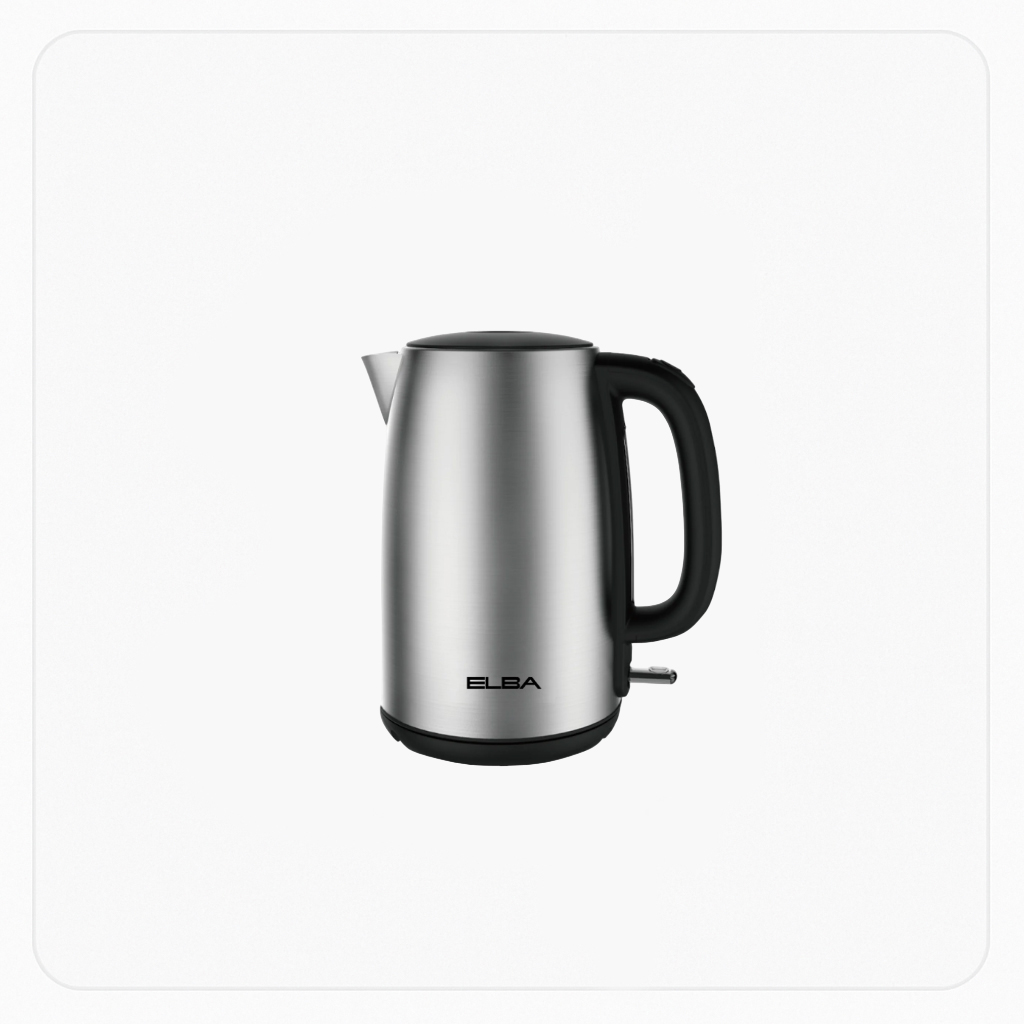 Elba Electric Kettle – Stainless Steel – 1.7L – 1850–2200W – 360° Rotating Base – Italian Technology