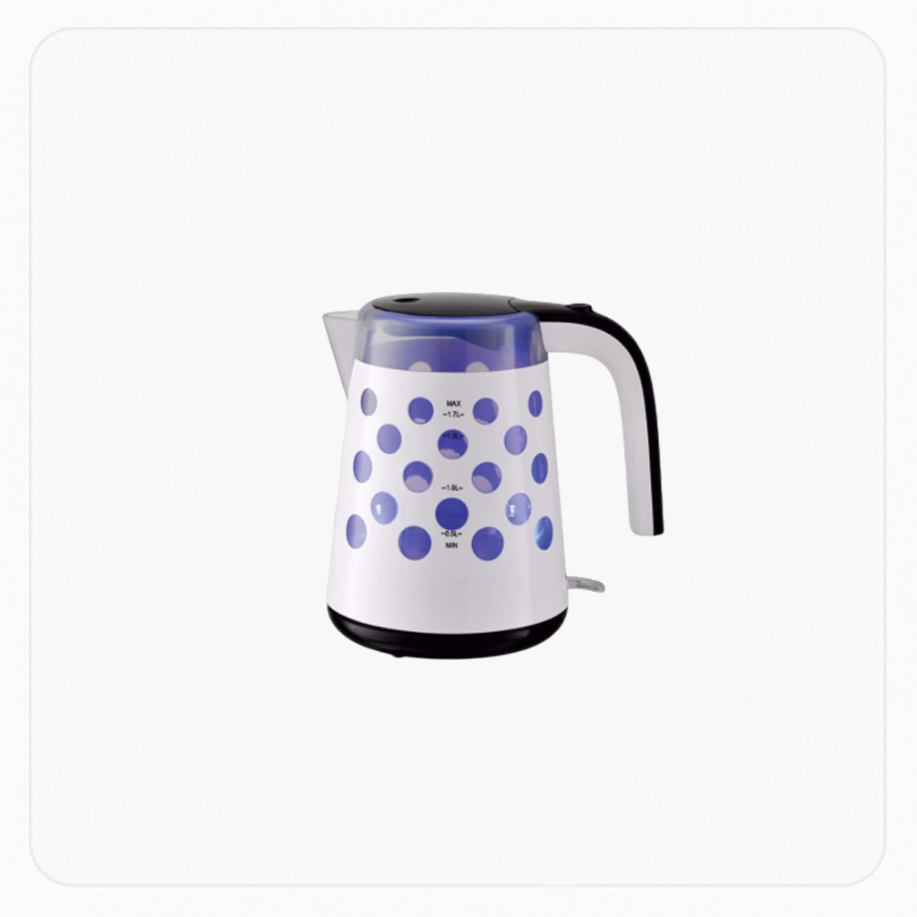 Elba Electric Kettle – Plastic – 1.7L – 2200W – White – Water Level Indicator – Dry-Boil Protection