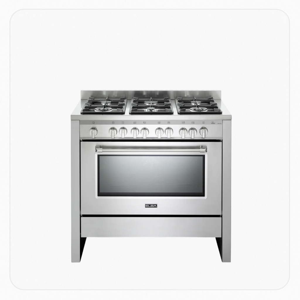 Elba Freestanding Gas Cooker – 1 Meter – 6 Burners – Fan Gas Oven – Grill – Steel