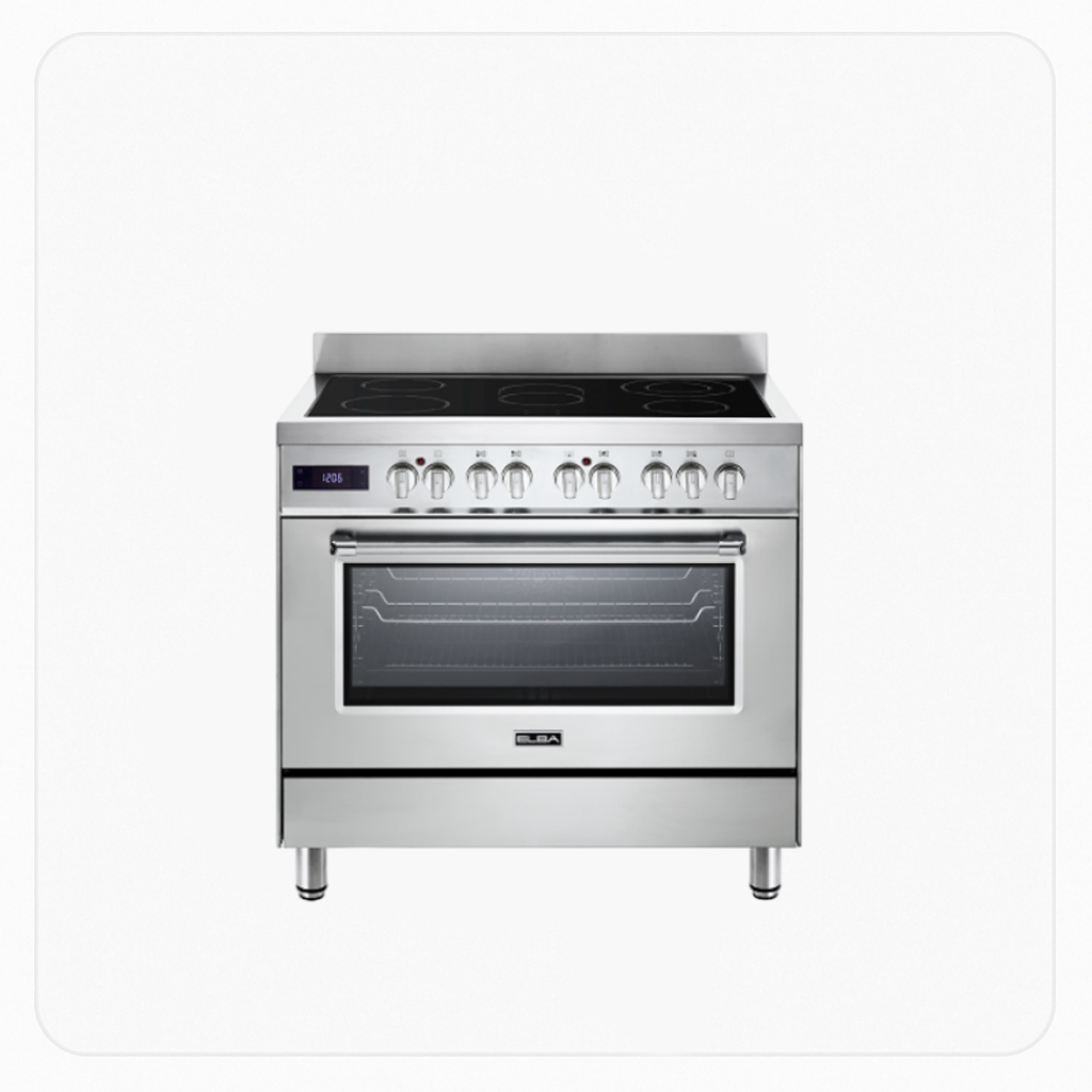 Elba Freestanding Electric Cooker – 90cm – Ceramic Hob with 5 Zones – 9 Functions – 118L Capacity – Electronic Control