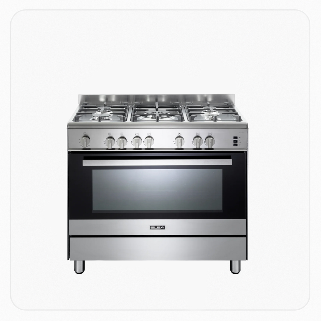 فرن إلبا فري ستاند غاز 90 سم 5 شعلات فرن غاز شواية ستيل