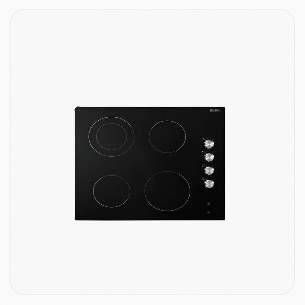 ELBA Built-in Electric Ceramic Hob 60cm 4 Heating Zones Side Knob Controls – ASEVC624SK