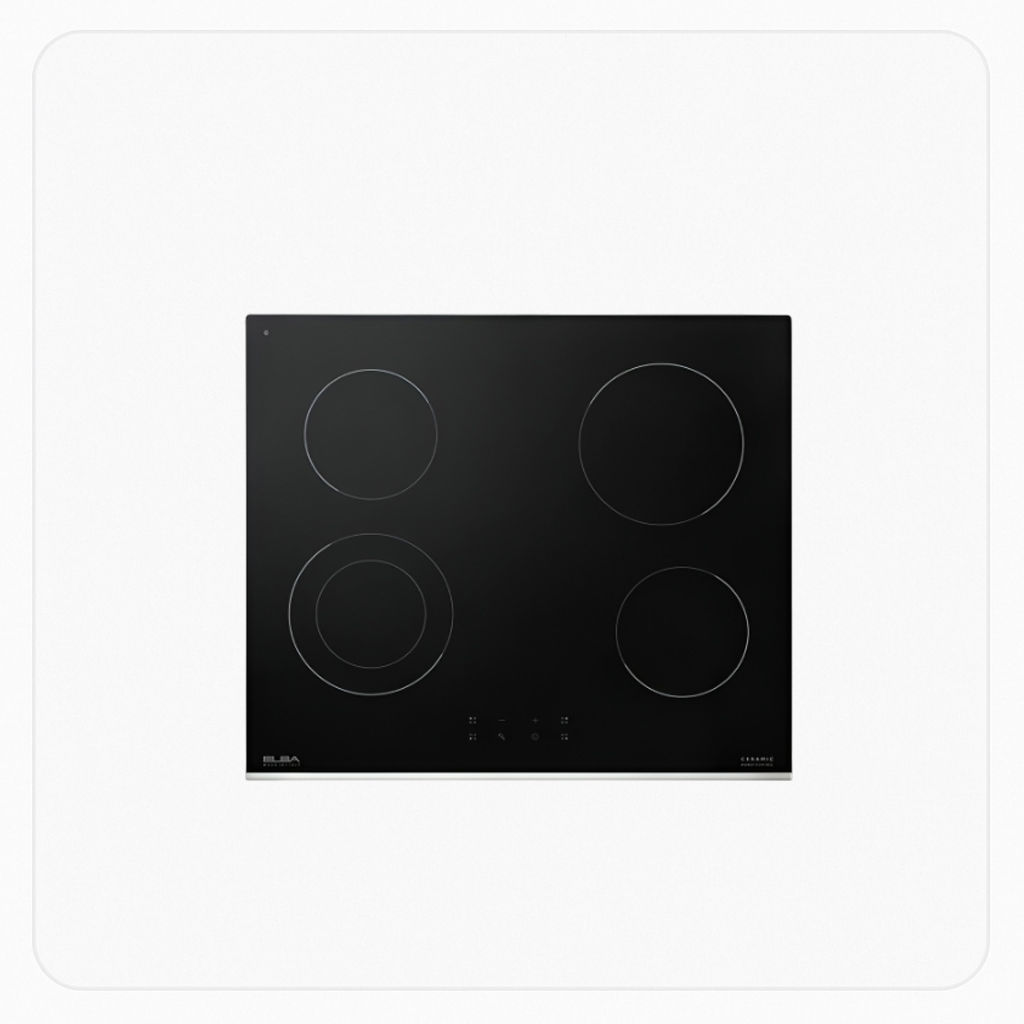 ELBA Built-in Electric Ceramic Hob 60cm 4 Cooking Zones Front Touch Control Black – ASEVC604XF