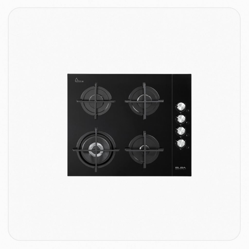 ELBA Built-in Gas Hob 60cm 4 Burners Black Ceramic – ASEN42-455 C