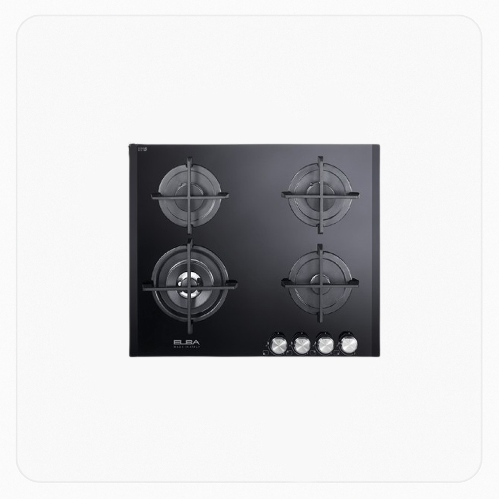 ELBA Built-in Gas Vitroceramic Hob 60cm 4 Burners Black – ELIOEN65-445CG