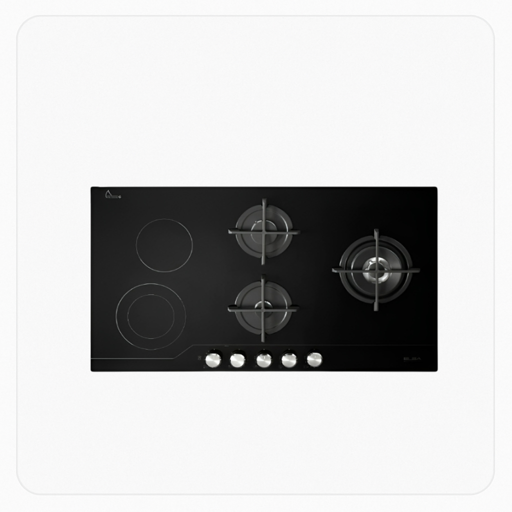 سطح إلبا بلت إن غاز سيراميك 90سم 5 شعلات أسود – ASELIOEN95G-MATIK