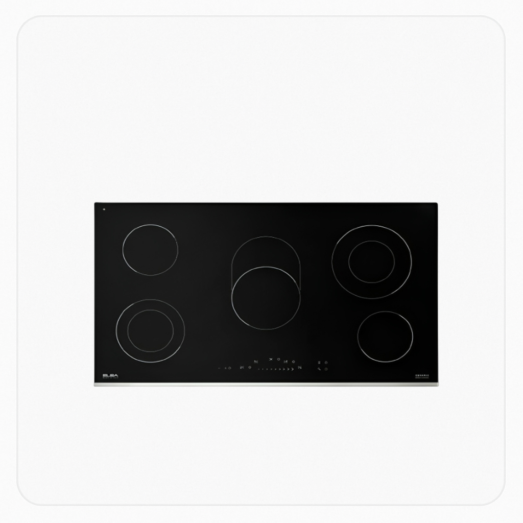ELBA Built-in Electric Ceramic Hob 90cm 5 Cooking Zones Front Touch Control Black – AS EVC 905 XF