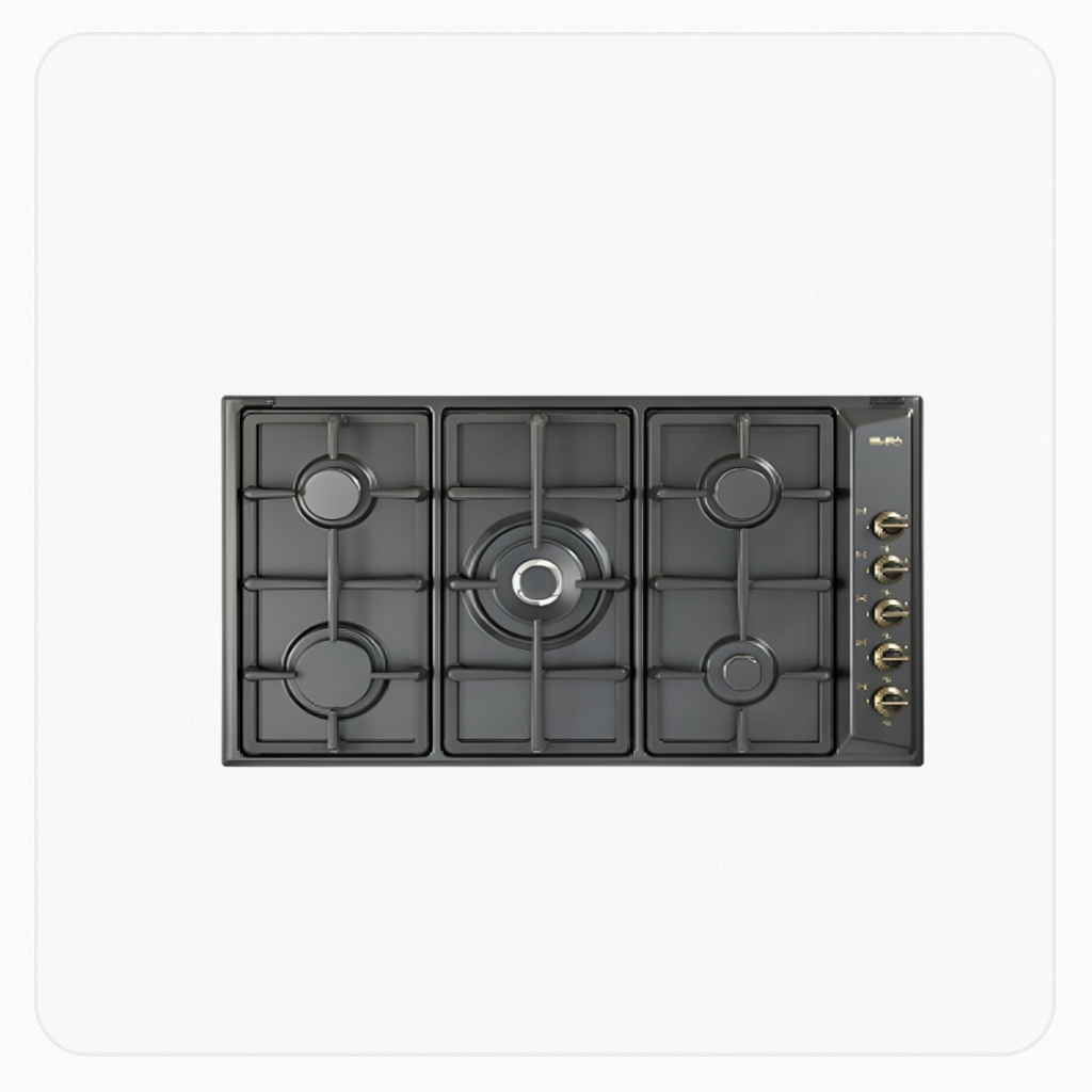 ELBA Built-in Gas Hob 90cm 5 Burners Black – AS EN95-545 AND