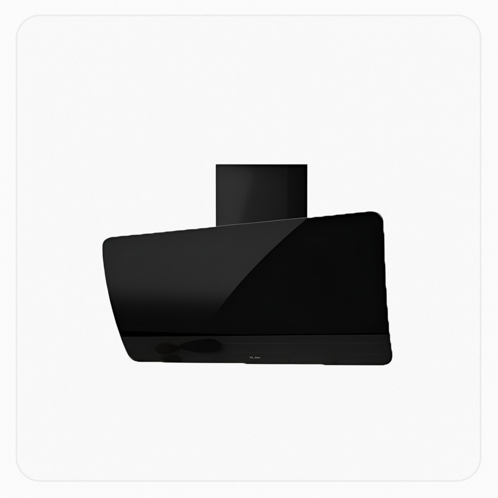 Elba Built-In Wall-Mounted Glass Hood 90cm Black 1000 m³/h Suction Power Electronic Control – EK5 S40 BL