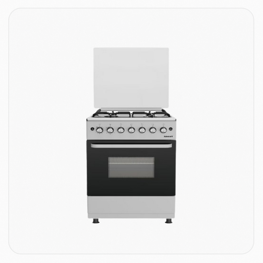 Admiral Free Stand Gas Cooker 60×60 cm – 4 Burners – Auto Ignition – Full Safety – Stainless Steel – Model ADFT6402GFZM