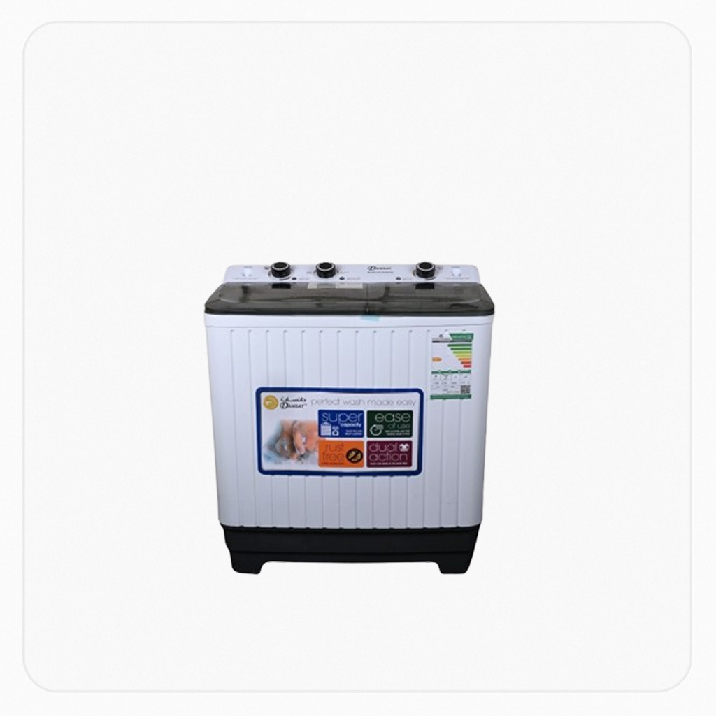 DanSat Twin Tub Washing Machine – 8.5 Kg – White – Model DAN9TW