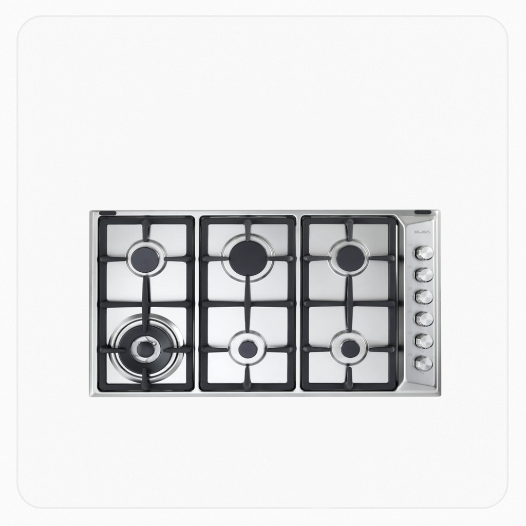 Elba Built-in Gas Hob 90 cm – 6 Burners Stainless Steel – ASEN95-645XD