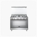 Elba Freestanding Dual Fuel Cooker 90cm 6 Burners 4 Gas 2 Electric Gas Oven Grill Steel