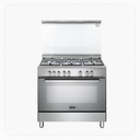 Elba Freestanding Dual Fuel Cooker 90cm 5 Burners Electric Multifunction Oven Grill Steel