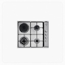 ELBA Built-in Hybrid Hob 60cm 3 Gas Burners + 1 Electric Zone Stainless Steel – ASENS60-310XD